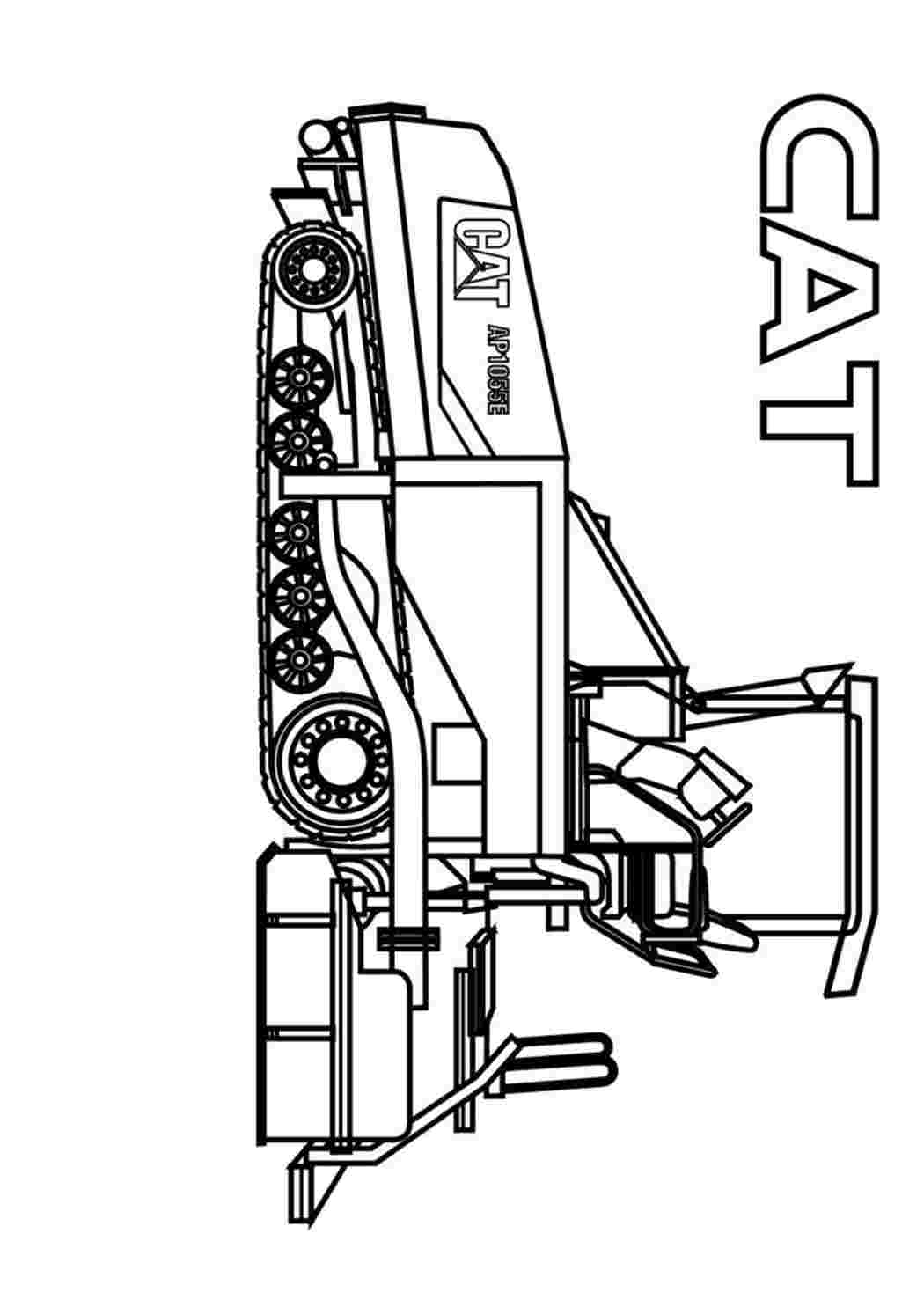Раскраска асфальтоукладчик CAT. Раскраски для развития.