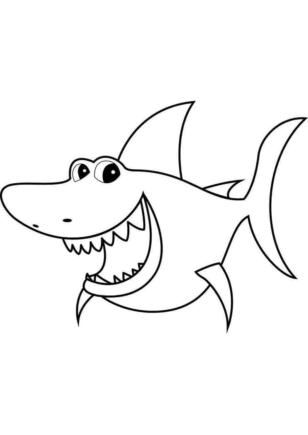 Раскраски Мультяшная акула. Распечатать раскраски на сайте. Мультяшная акула. Раскраска без регистарции.