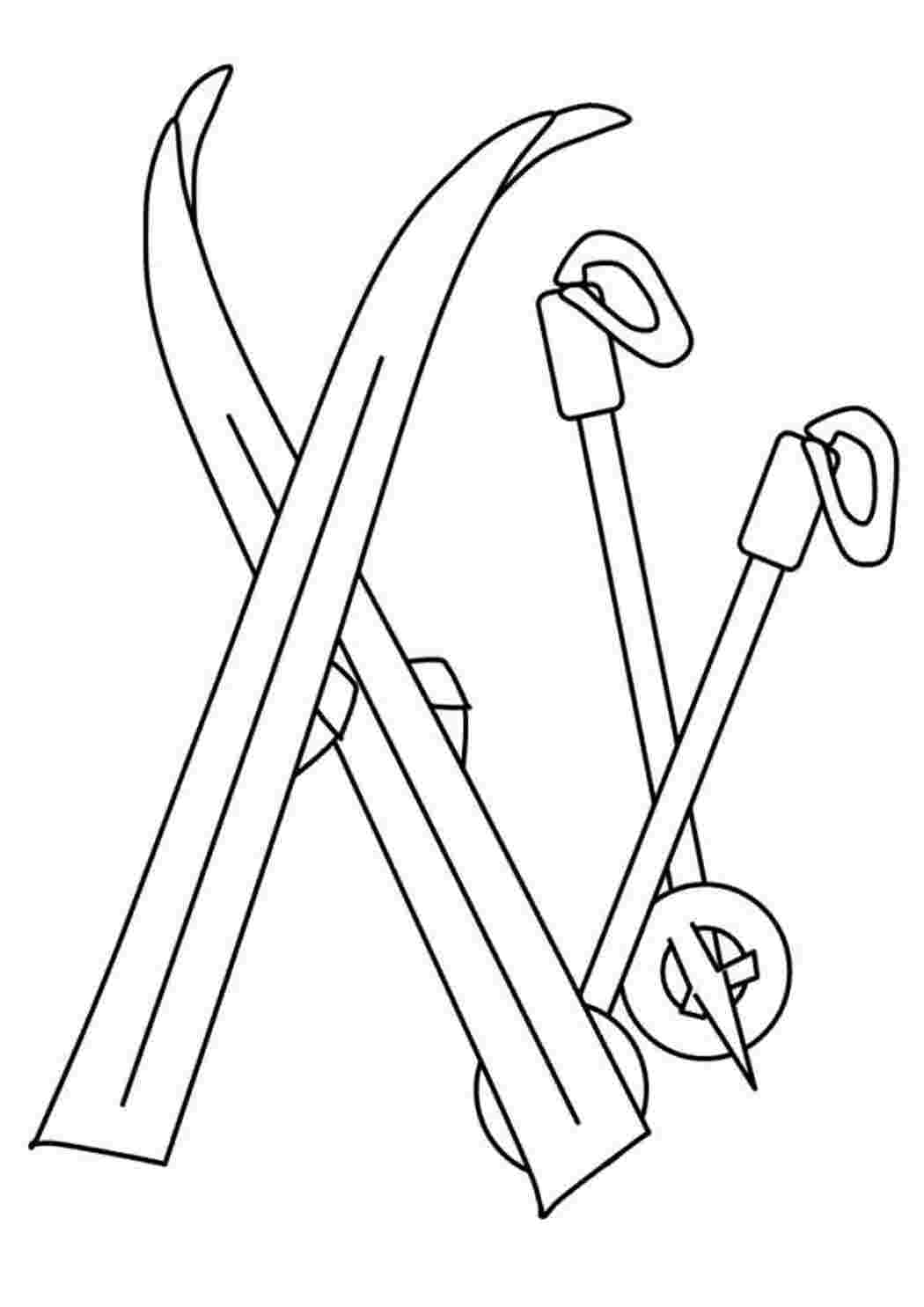 интересные раскраски раскраска лыжи. Онлайн раскраски.