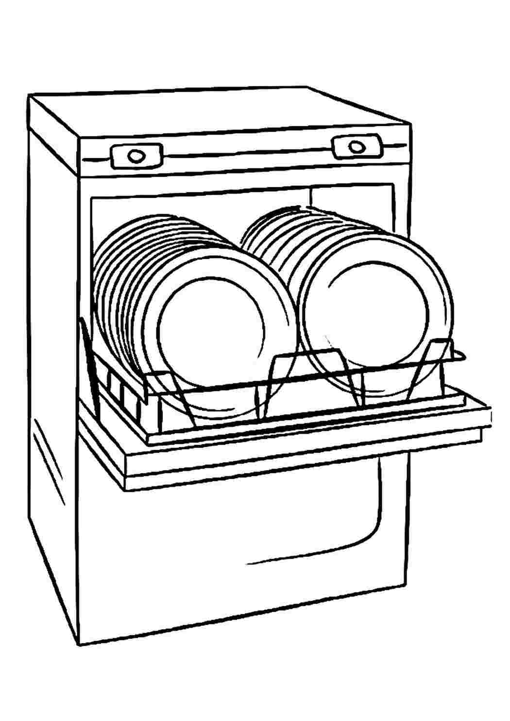 Раскраска посудомоечная машина. Раскраска Раскраска посудомоечная машина  распечатать. Скачать раскраски.