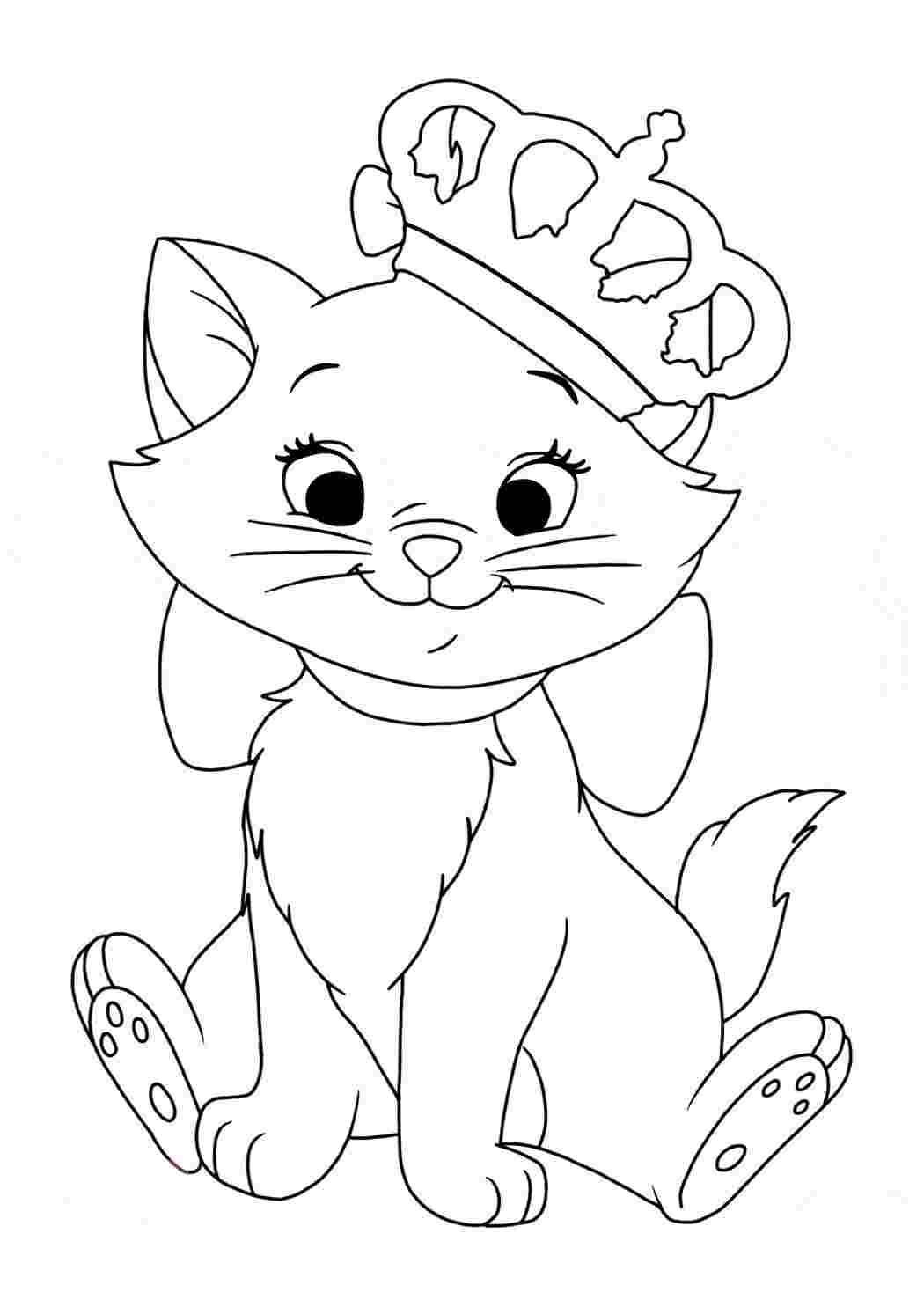 кошка мари. Разукрашка.