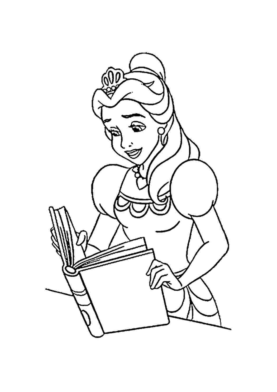 Раскраски Belle lukee kirjaa. Скачать раскраски. Belle lukee kirjaa. Красивые раскраски.