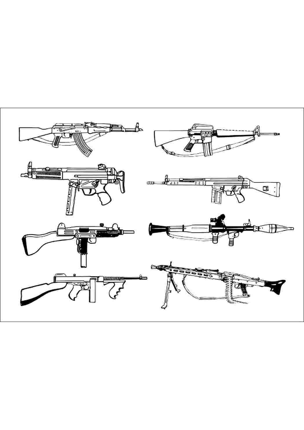 раскраски для мальчиков раскраска оружие. Распечатать раскраски на сайте.