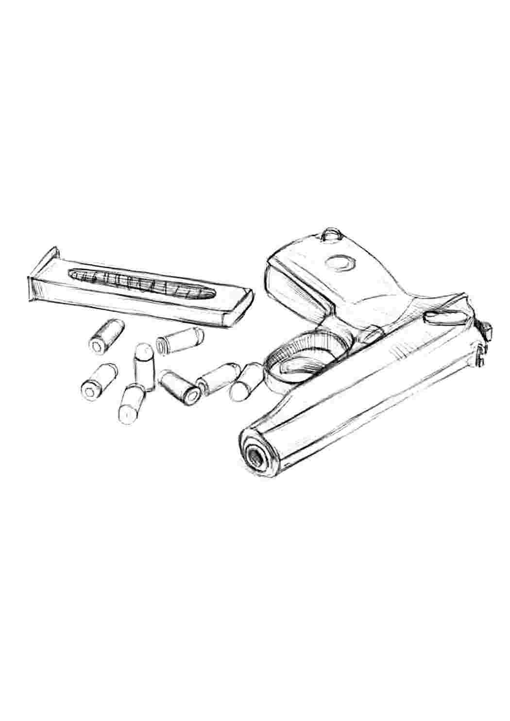 раскраски для мальчиков раскраска пистолет. Скачать раскраски.
