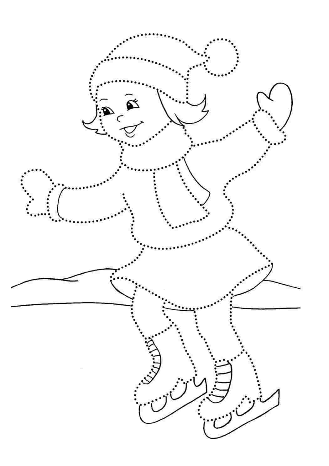 Раскраска - Девочка катается на коньках