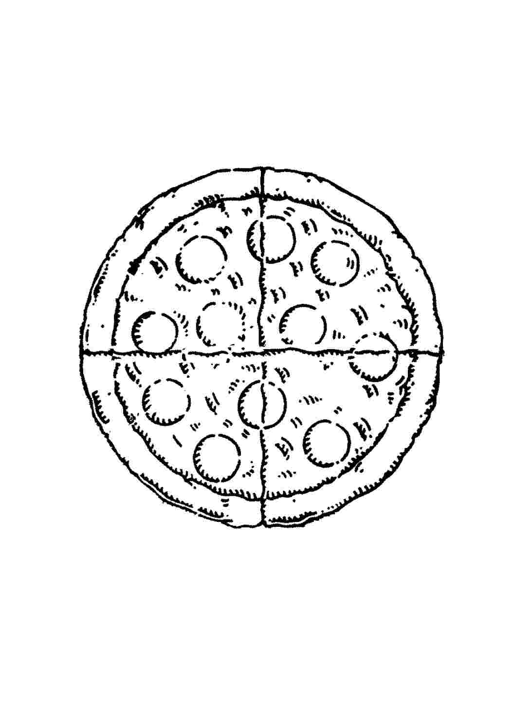 раскраска пицца. Черно белые раскраски.