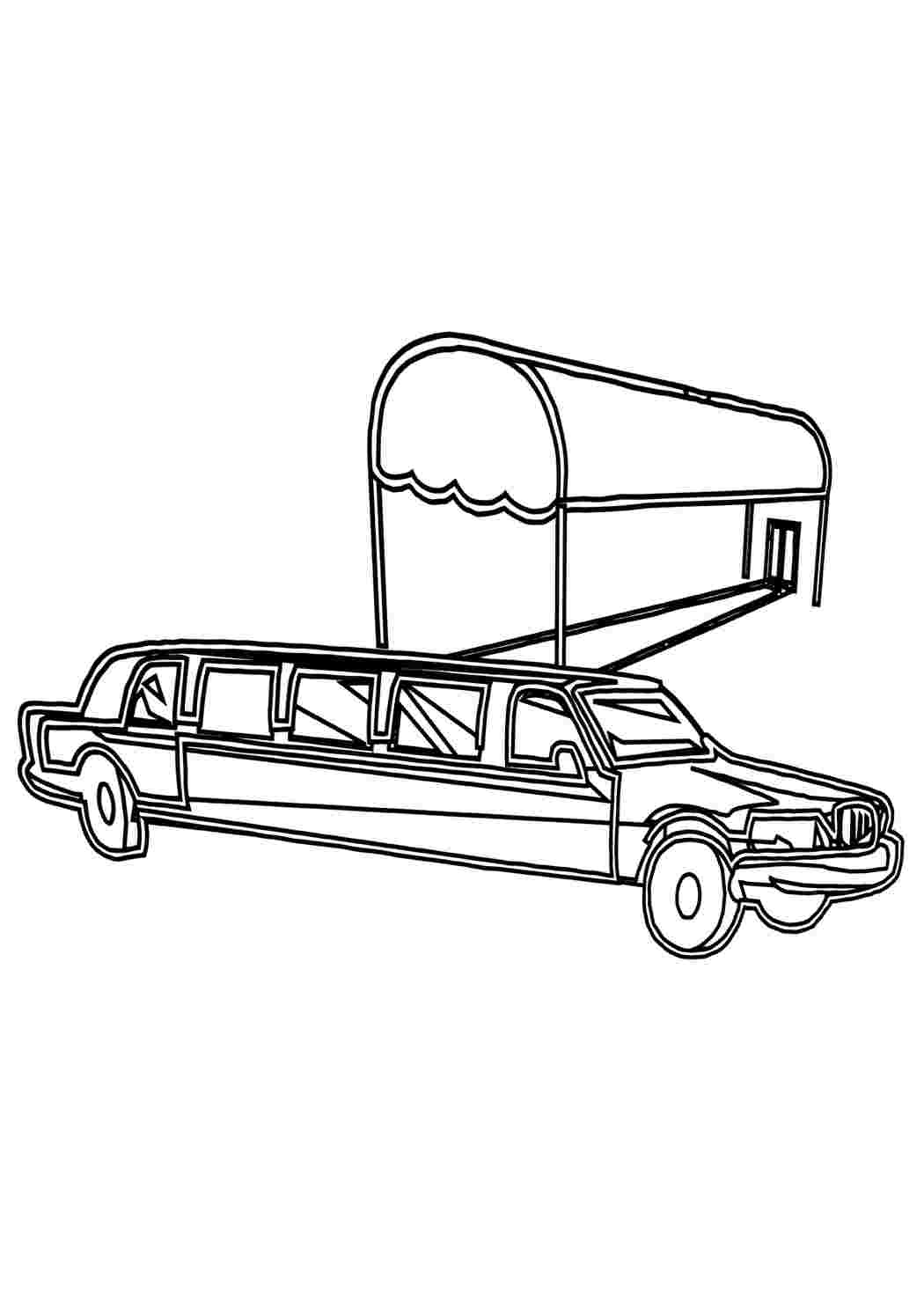 Раскраска лимузин транспорт. лимузин транспорт. Обучающие раскраски.