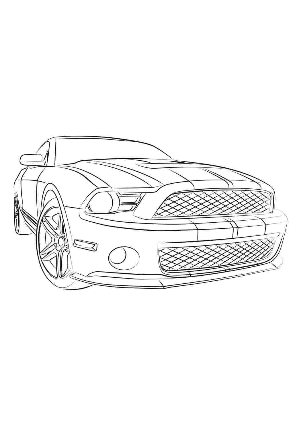 Раскраска Гоночный авто Форд Мустанг | распечатать раскраски для детей