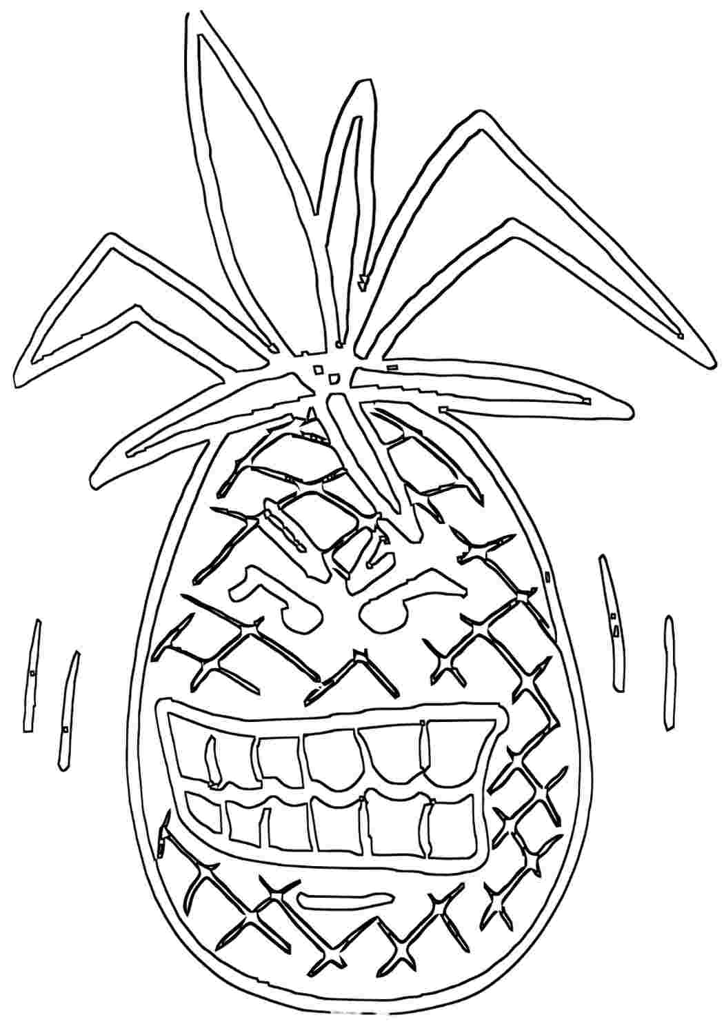 Раскраски ананас еда. Раскрашивать онлайн. ананас еда. Печатать раскарску.