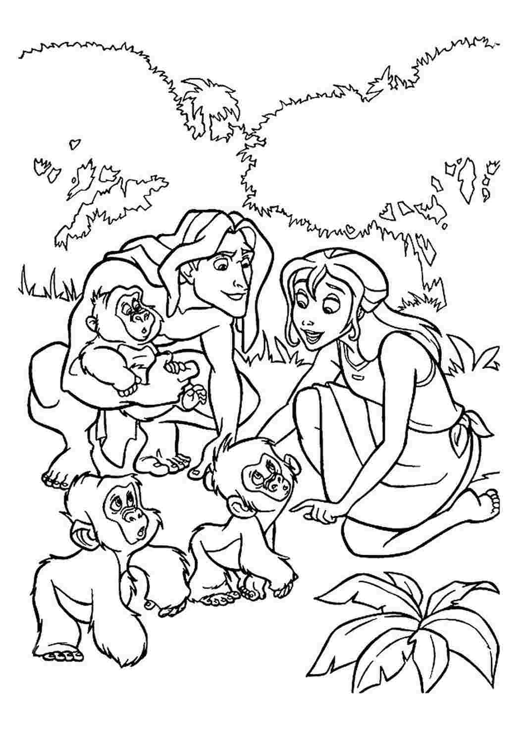 раскраски из мультфильмов раскраска тарзан. Разукраска.