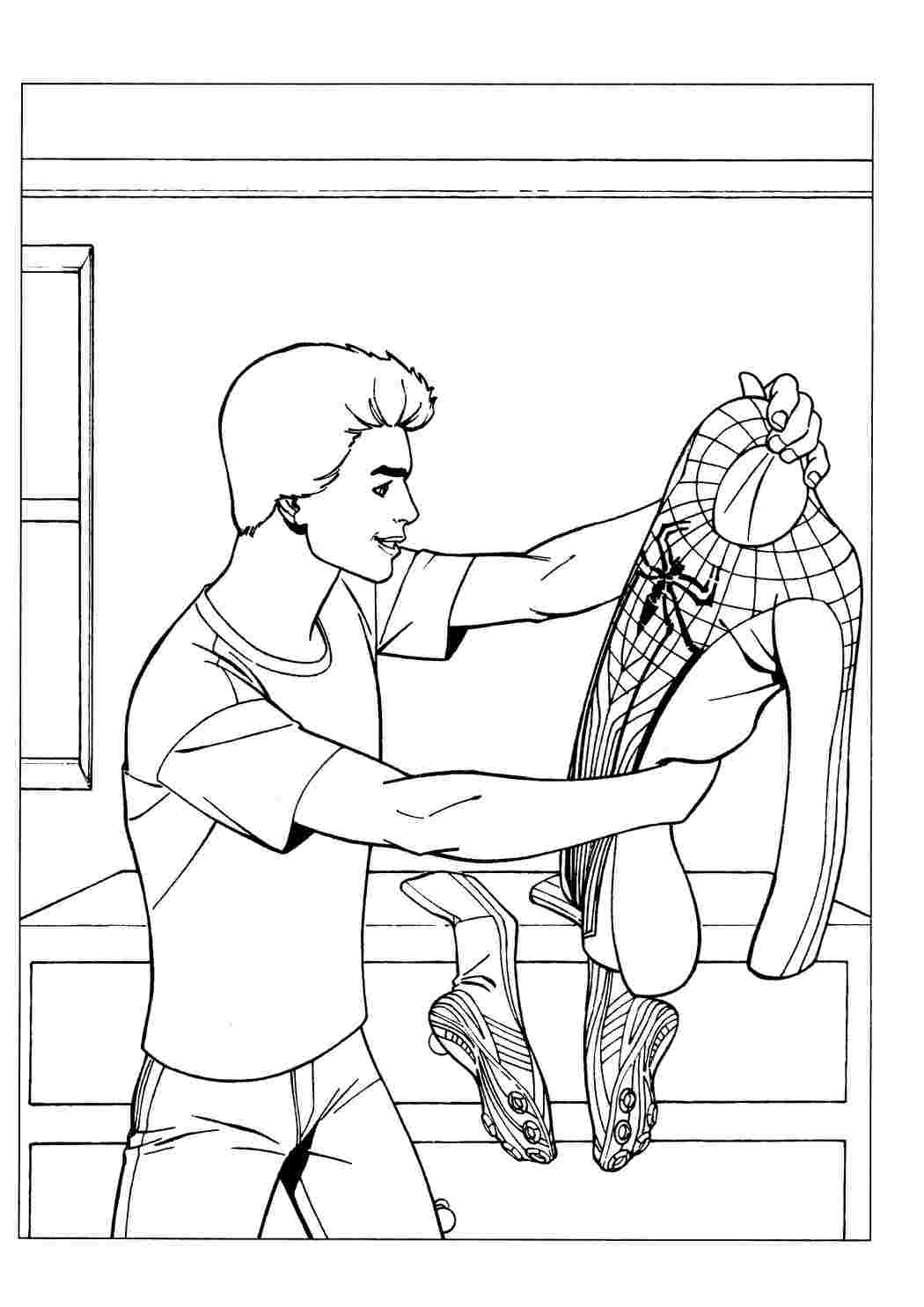Раскраски, питер паркер и костюм человек паук. Бесплатно найти раскраску. питер  паркер и пауки человек паук. Раскраска без регистарции. питер паркер человек  паук. Онлайн раскраска. питер паркер в вагоне метро человек паук.