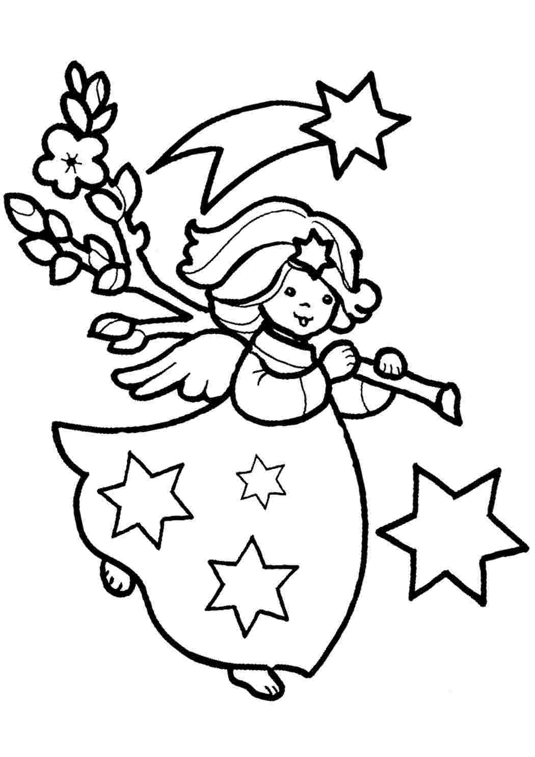 Новогодний ангел раскраска для детей