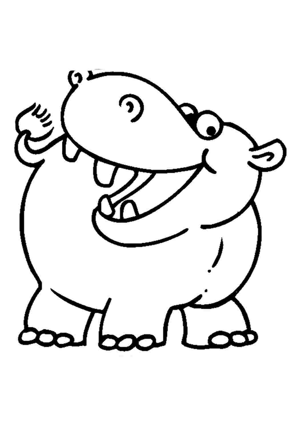 Рисунок детский бегемот