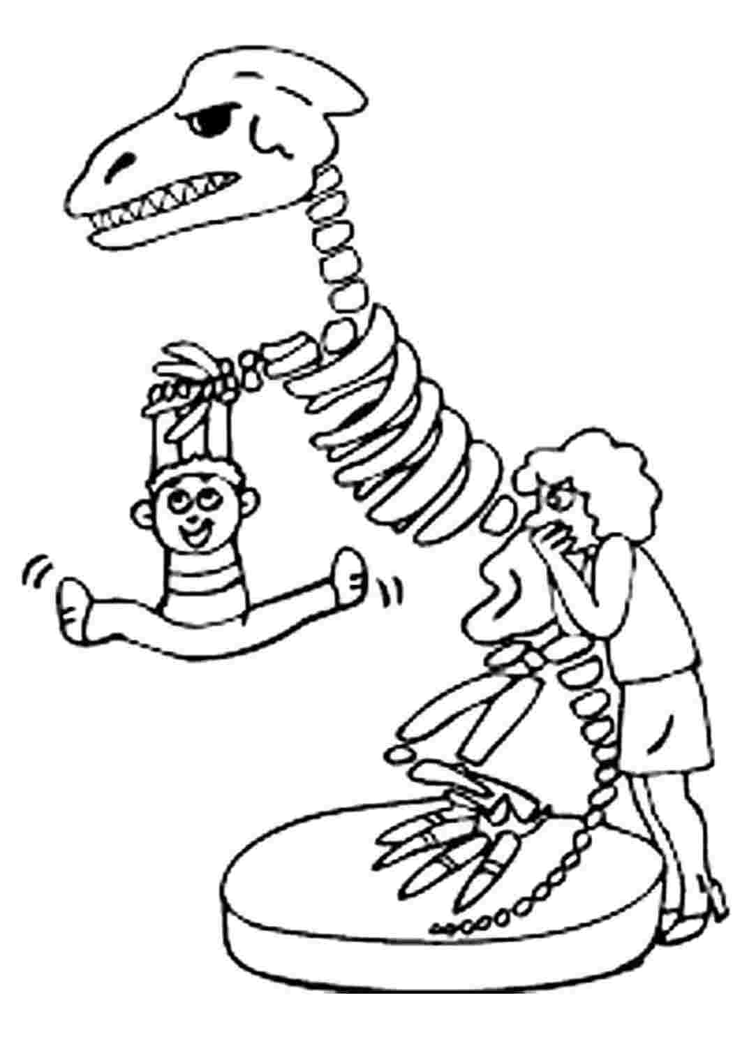 Скелет динозавра раскраска