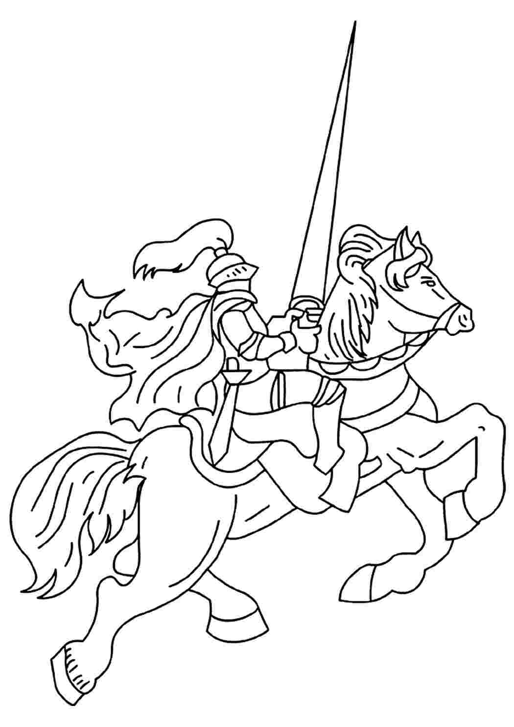Раскраска Рыцари на конях