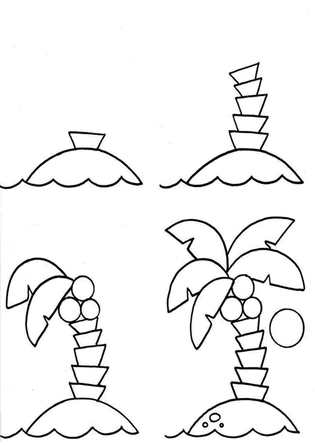 Поэтапное рисование пальмы для детей
