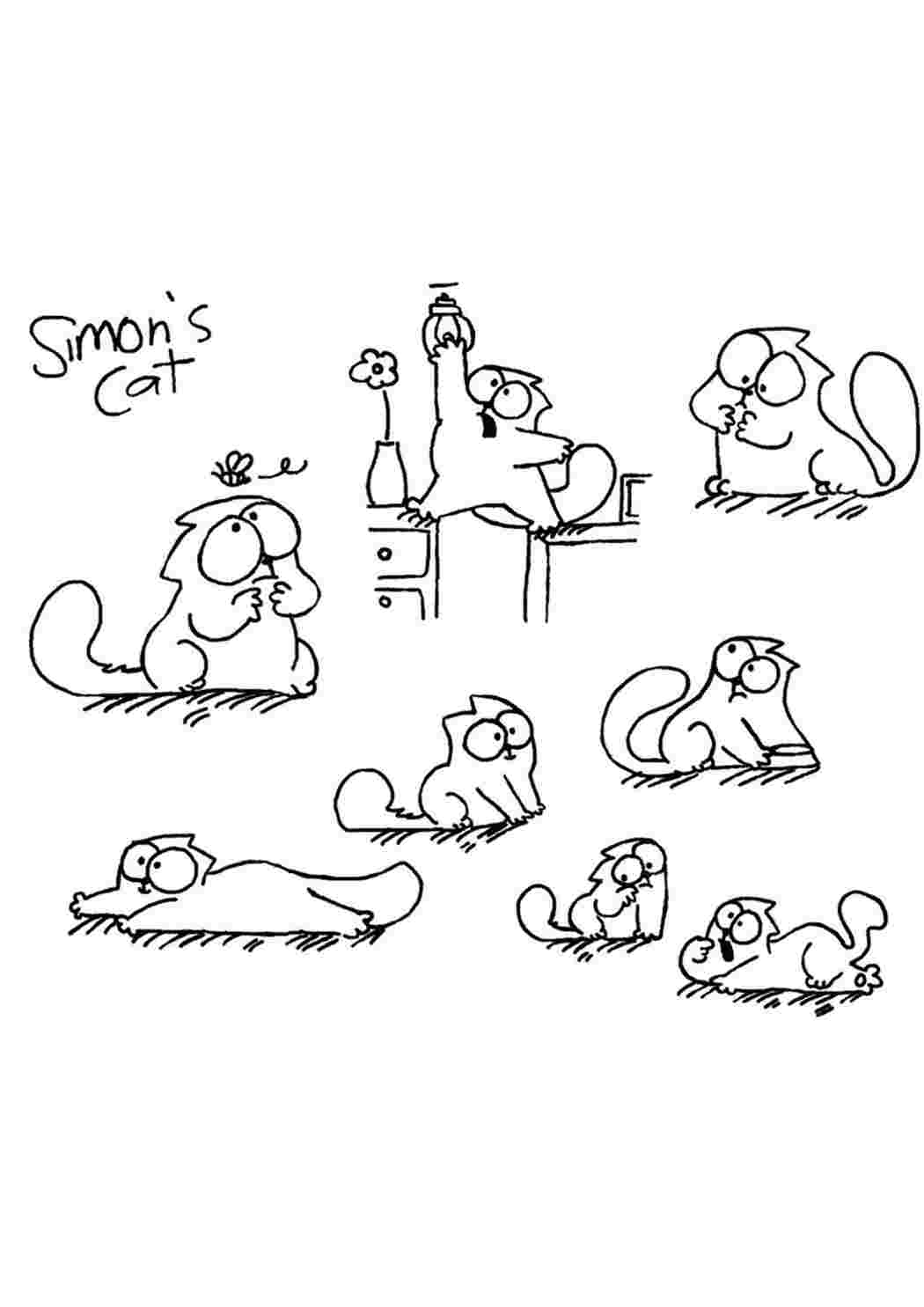 Кот Саймон рисунки карандашом для срисовки