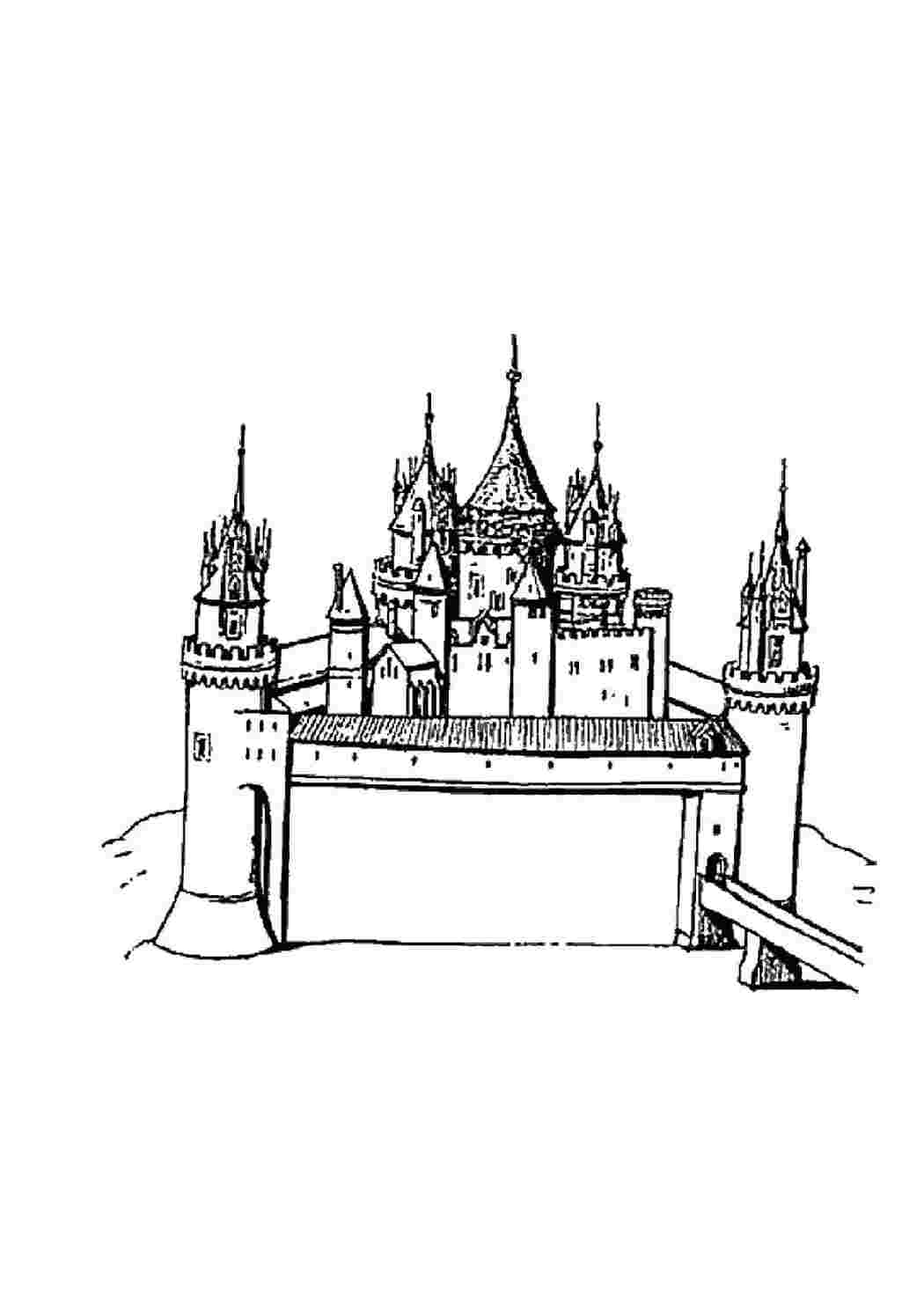 Раскраска средневековые замки и дворцы