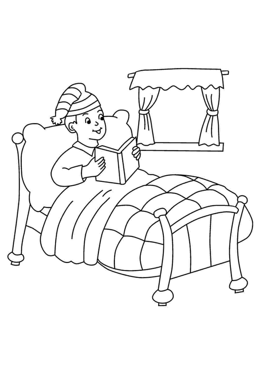 Раскраска детская кровать