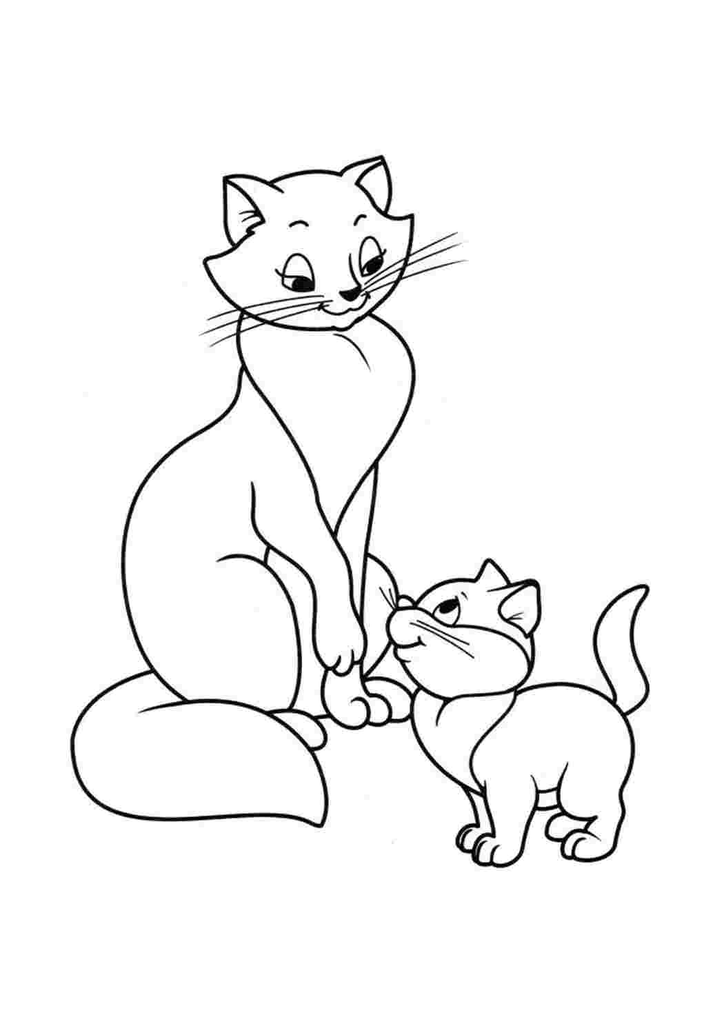 Как нарисовать кошку с котятами
