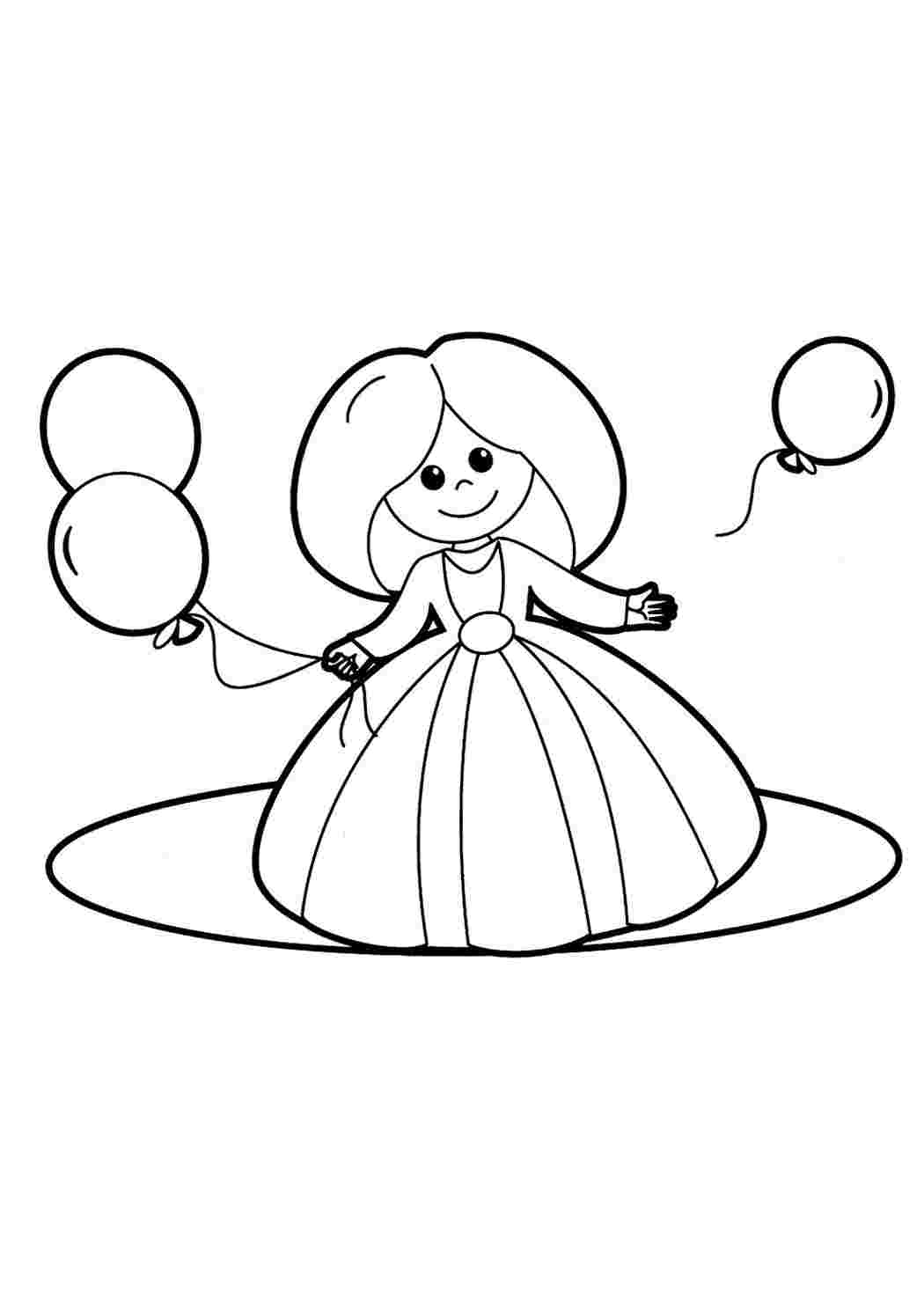 Раскраска девочка с шариками