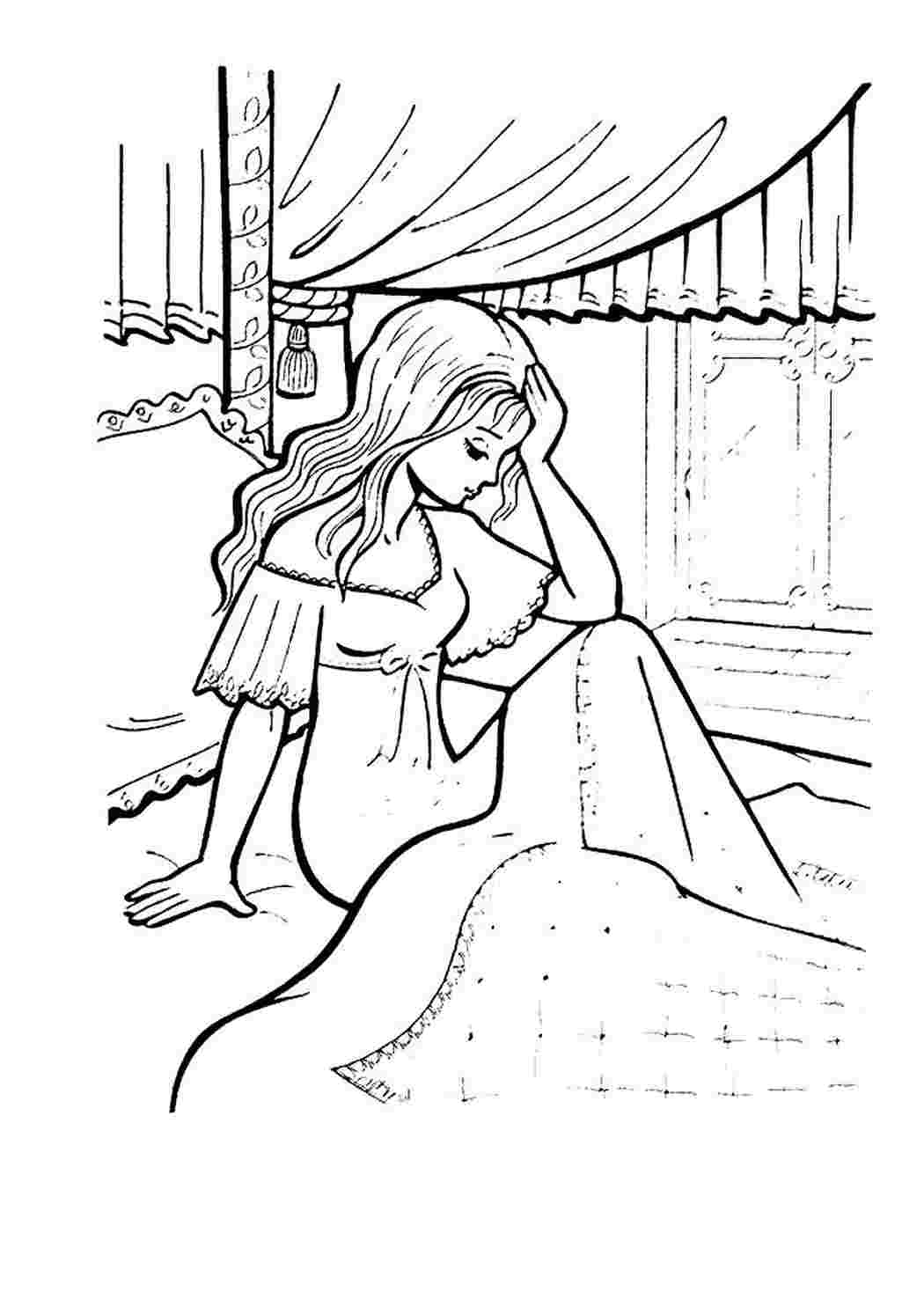 Сказки Андерсена раскраски принцесса на горошине