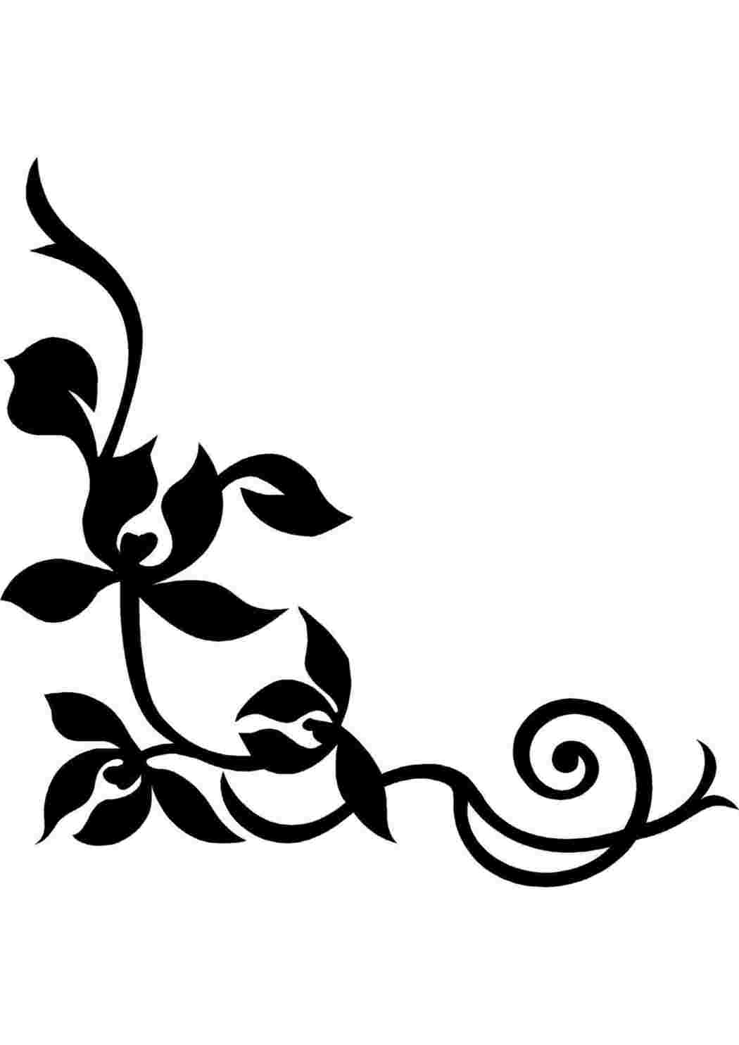 растительный орнамент угловой. уголки трафареты для декора. трафареты для оформления. угловой узор. трафарет узор.