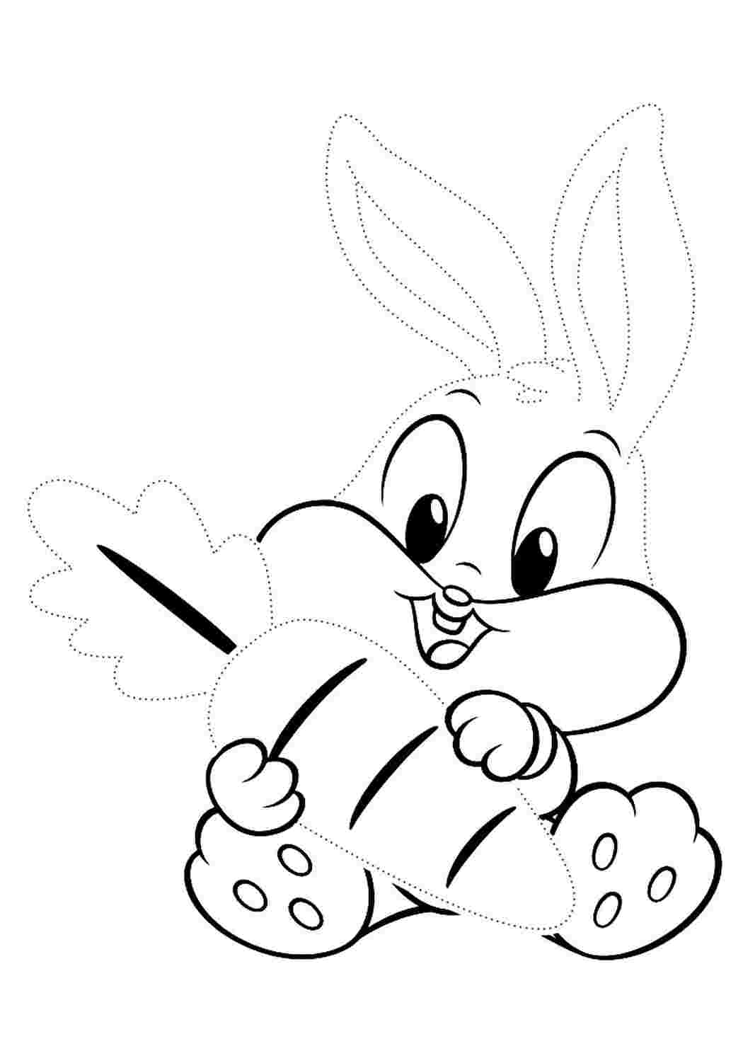 Раскраски с пунктиром заяц