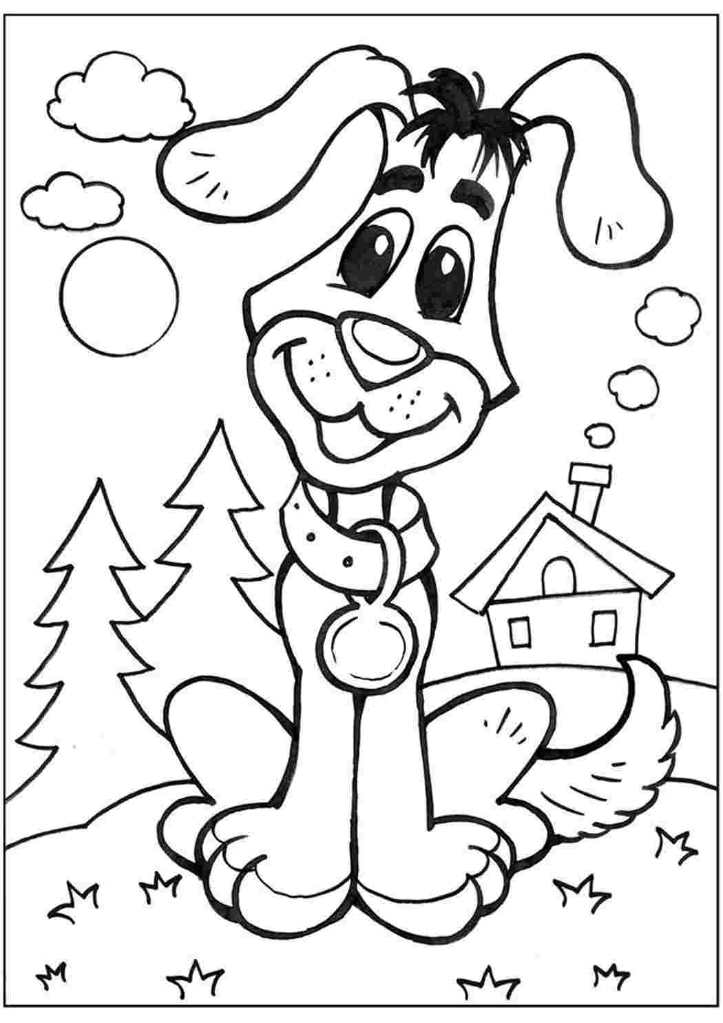 Раскраска пес из мультфильма Простоквашино для детей