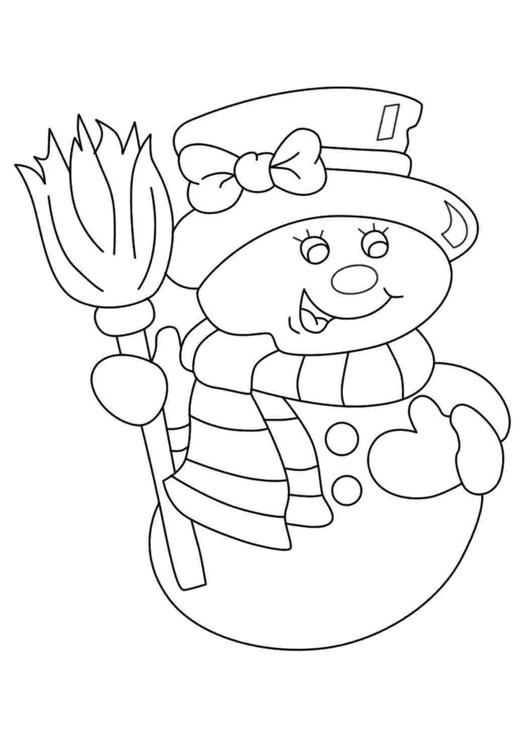 Снеговик с подарком трафарет