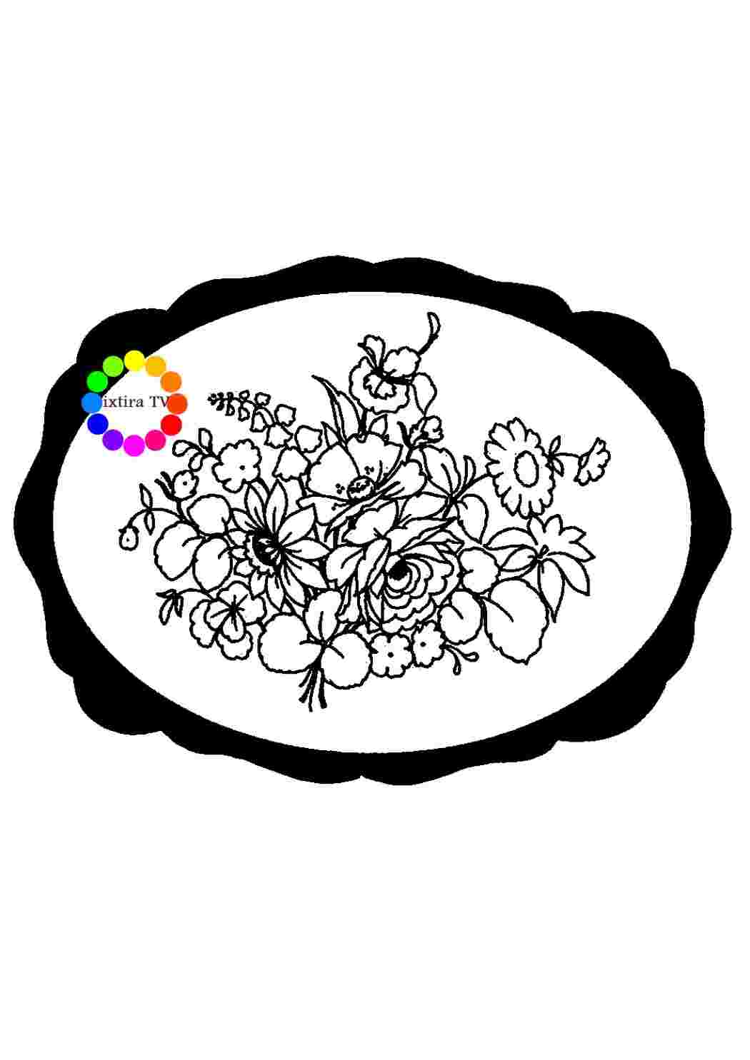 Детский рисунок поднос с цветами