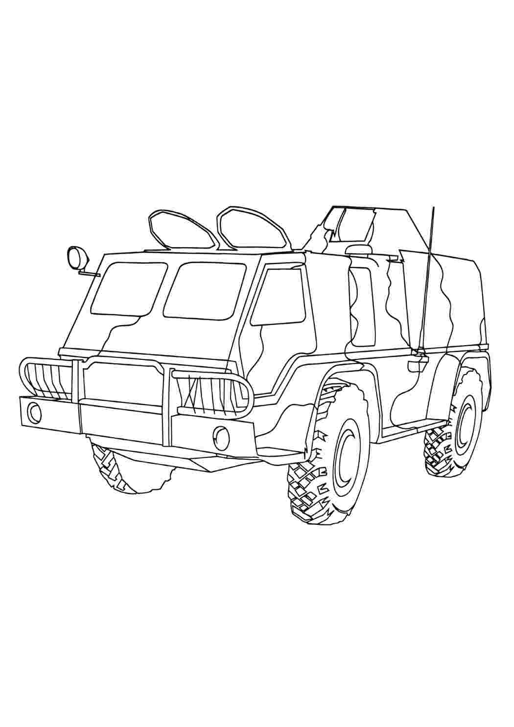 Военная машина зенитка раскраска для малышей