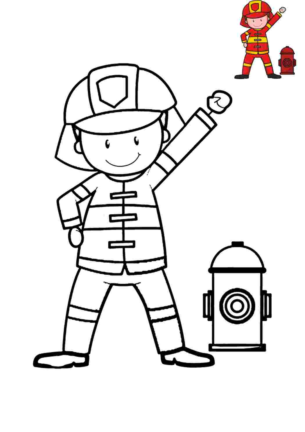 Пожарник шаблон для рисования
