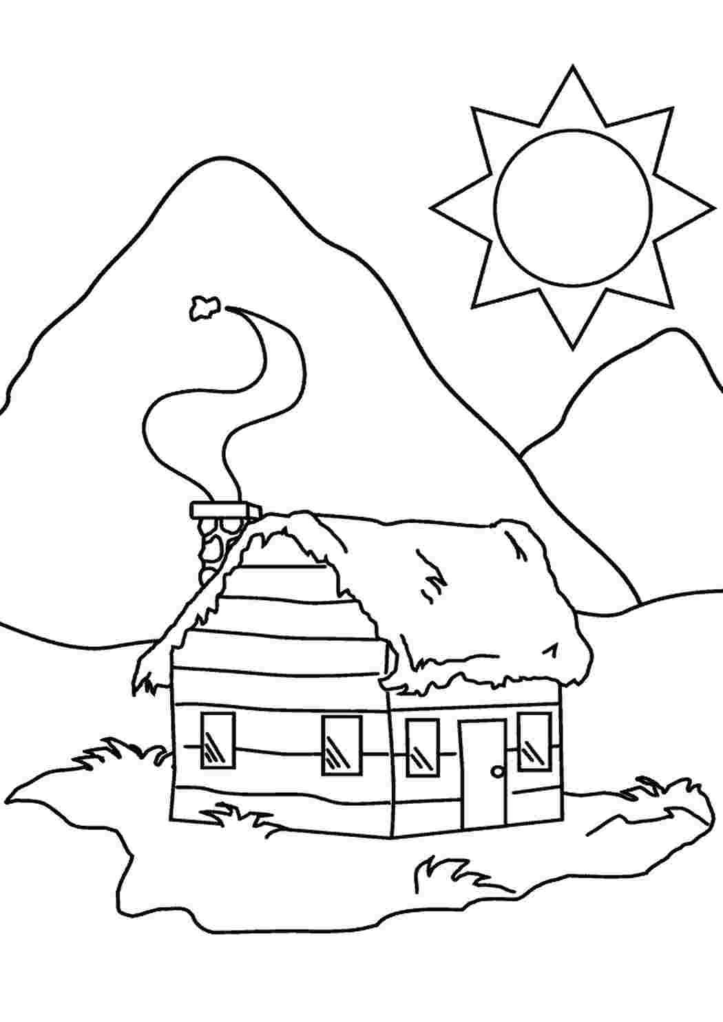 Раскраска дом в горах