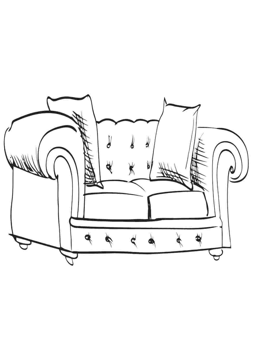 Раскраска красный диван – Развивающие иллюстрации