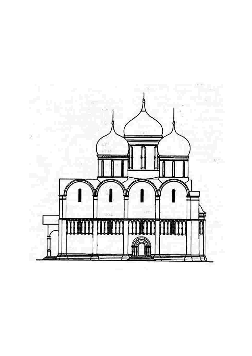 Успенский собор Московского Кремля рисунок легкий