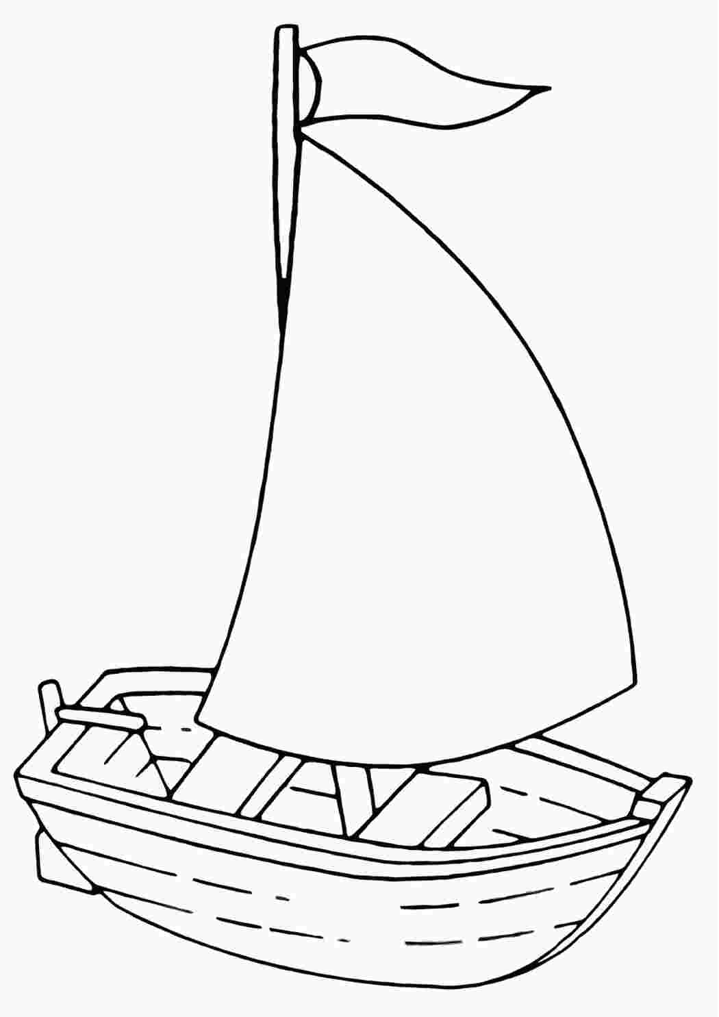 Кораблик для раскрашивания для детей с парусами