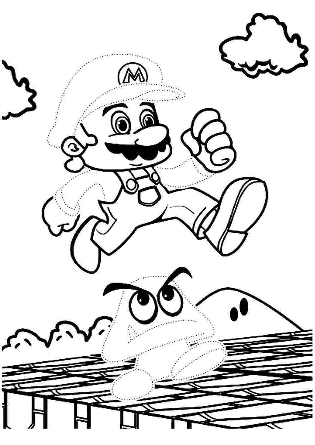 Супер Марио раскраска для детей