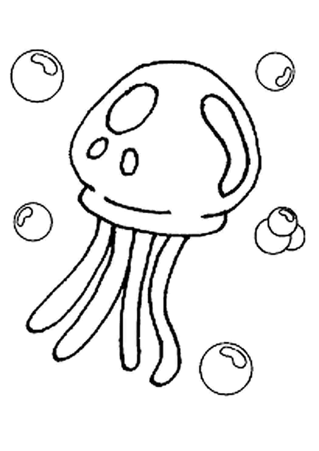 Медуза раскраска для малышей