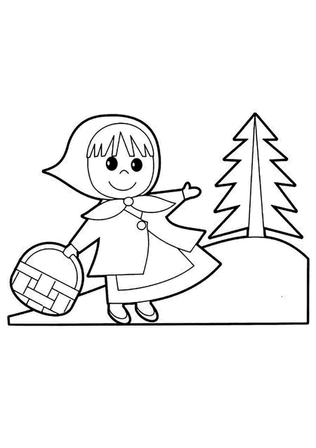 Раскраска красная шапочка для детей 6-7 лет
