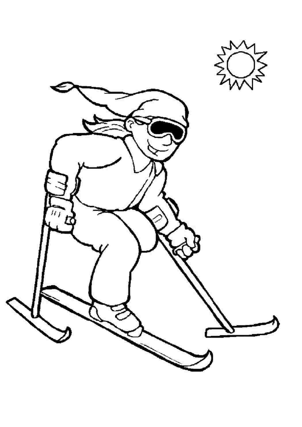 Зимние виды спорта раскраски для детей распечатать. Лыжник раскраска. Спортивные зимние игры раскраска. Лыжник рисунок. Зимний спорт рисунок карандашом.