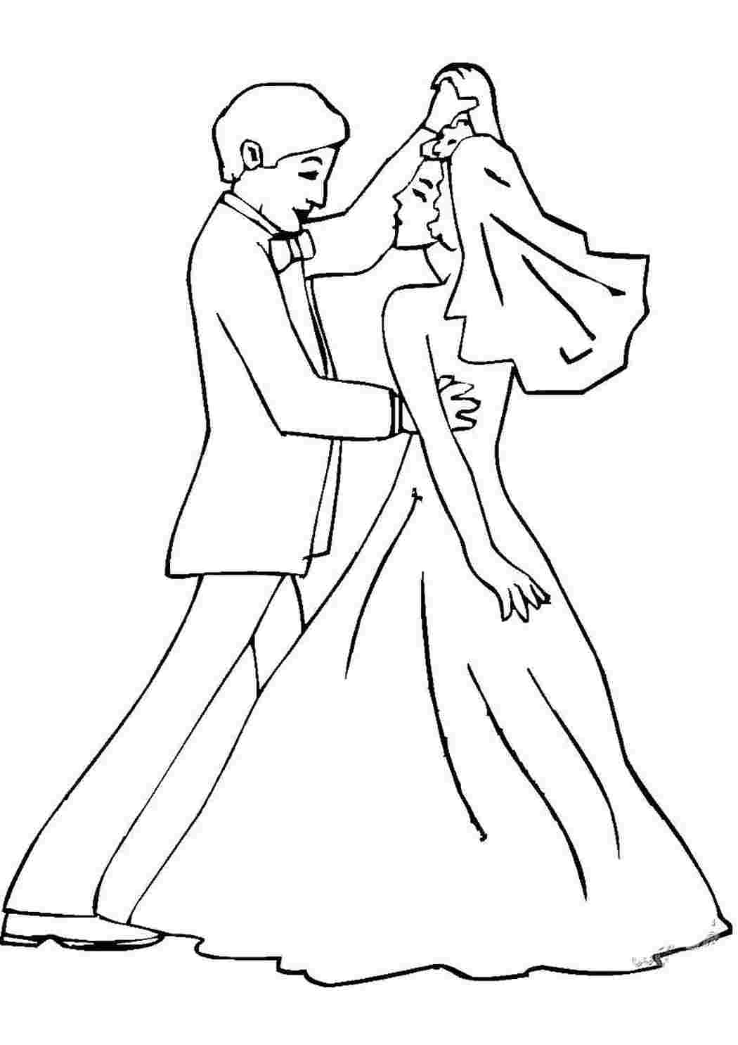 Раскраска жених и невеста свадьба