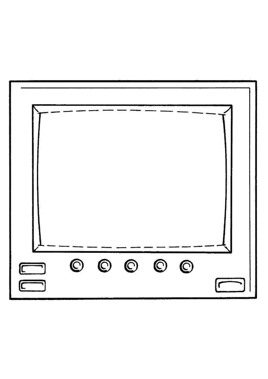 На рисунке изображен телевизор. Раскраска телевизор. Телевизор раскраска для детей. Телевизор трафарет. Телевизор раскраска для малышей.