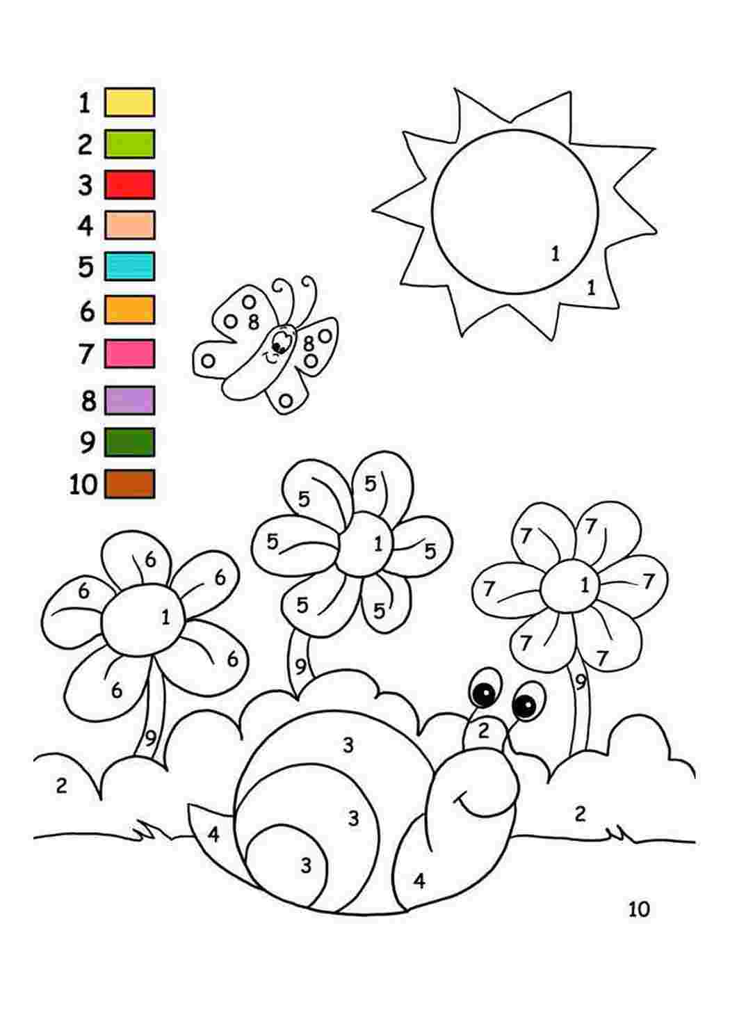 Раскраска по номерам цветы для детей