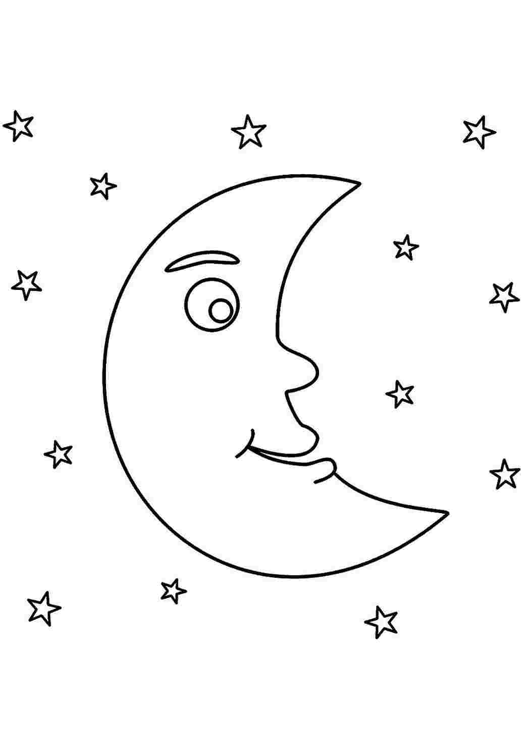 Луна рисунок раскраска для детей