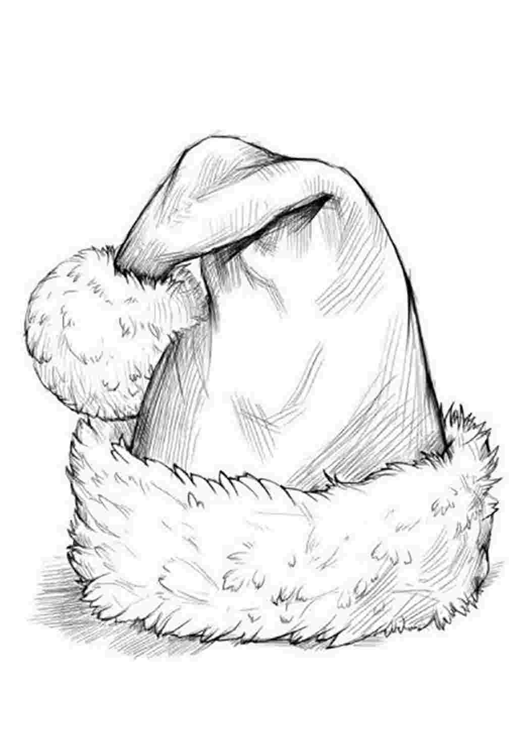 Срисовки карандашом легкие новый год. Новогодние рисунки для срисовки. Новогодние рисунки для срисовки карандашом. Новогодние шапки набросок. Новогодняя шапочка для зарисовки.