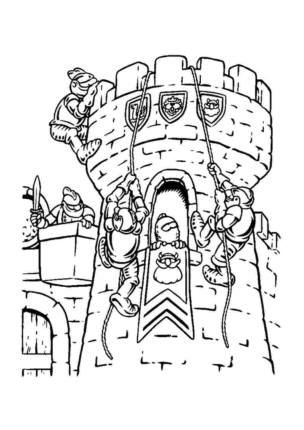 Раскраски крепости замки башни