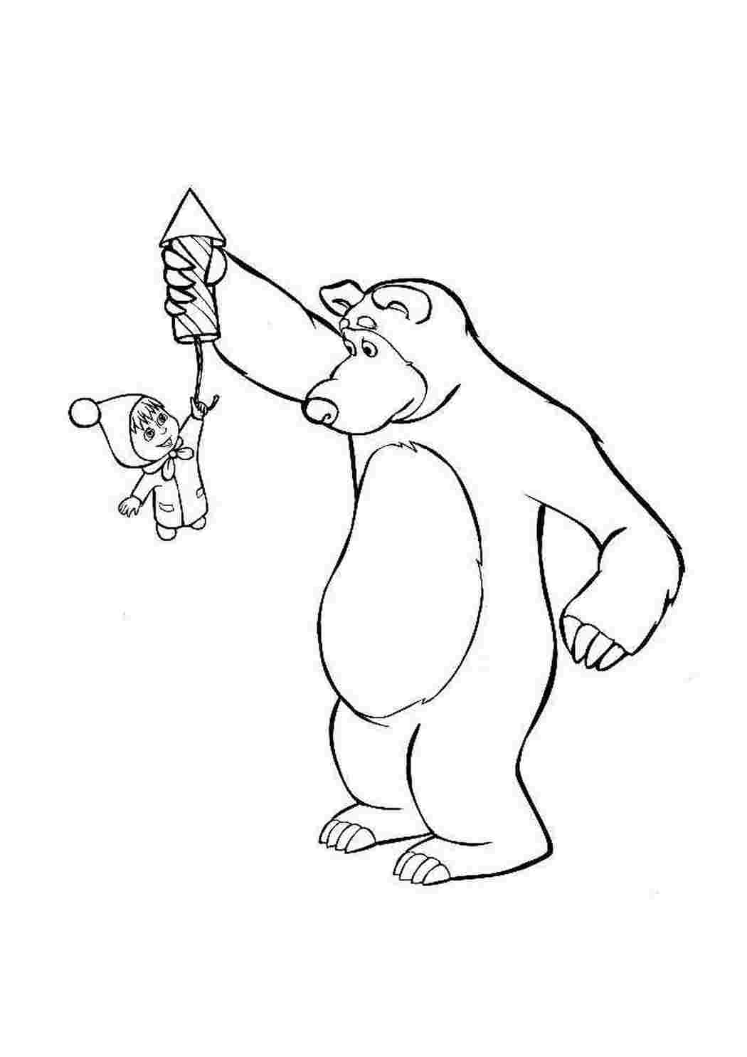 Медведь из мультфильма Маша и медведь раскраска