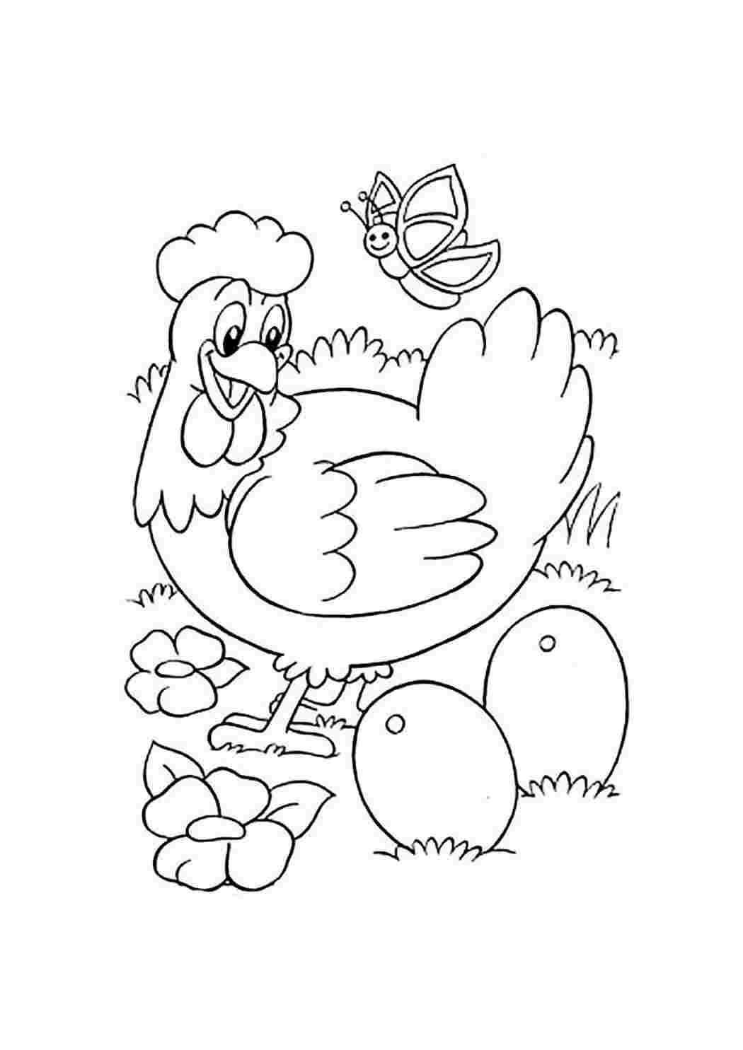 Раскраска Курочка с цыплятами для детей