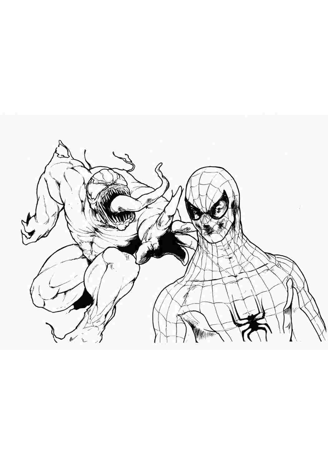 Человек паук 3 Веном раскраска
